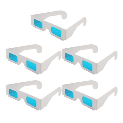 Othmro 5Pcs Durable 3D Glasses, White Resin Lens, Plastic Frame, Blue-Blue, For 3D TV, Cinema, Home Movies