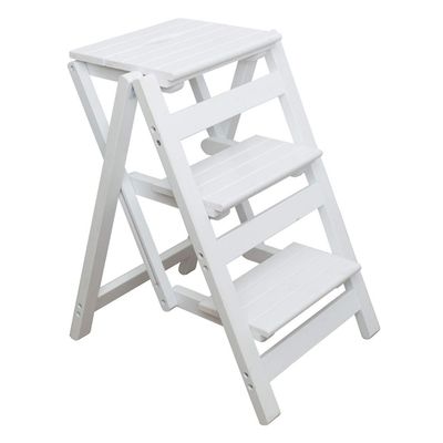 Upstairs 3 Step Ladder, Library Steps Ladder Chair, Foldable Kitchen Step with Anti-Slip Steps Tool Height 66cm Max. 200kg