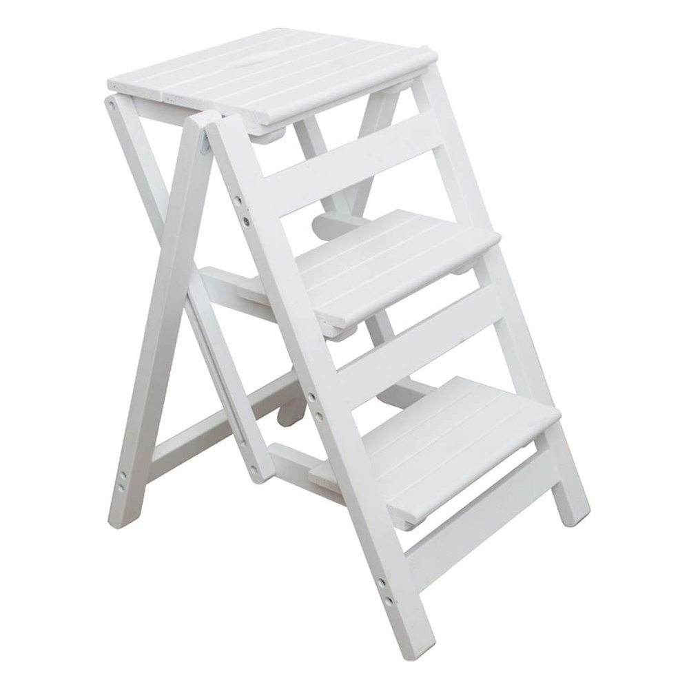 Upstairs 3 Step Ladder, Library Steps Ladder Chair, Foldable Kitchen Step with Anti-Slip Steps Tool Height 66cm Max. 200kg
