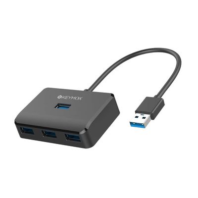 4-Port USB 3.0 Hub, KEYMOX Compact Size Data USB Hub for MacBook, Mac Pro, Mac mini, iMac, Surface Pro, XPS, PC, Flash Drive, Mobile HDD (Charging Not Supported), Black