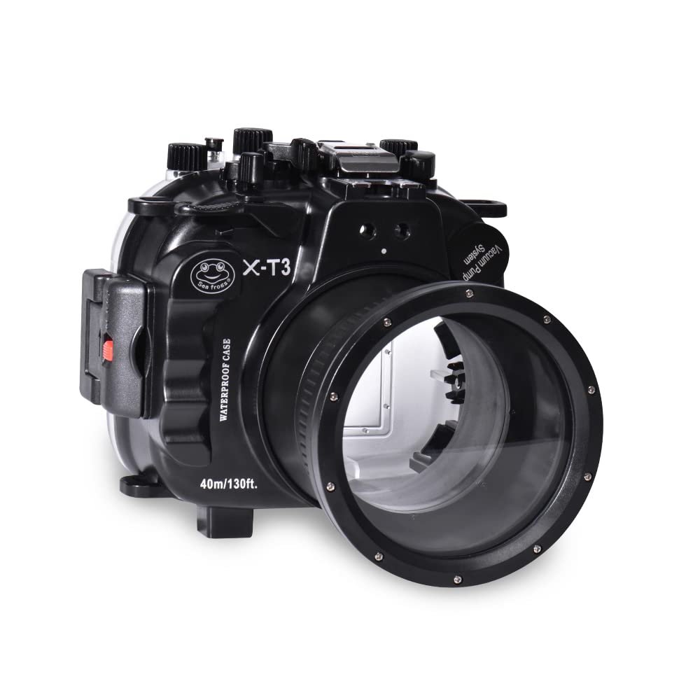 Seafrogs 40M/130FT Underwater Camera housing Waterproof case for Fujifilm X-T3, with Zoom Gears for 16-55mm (Black)