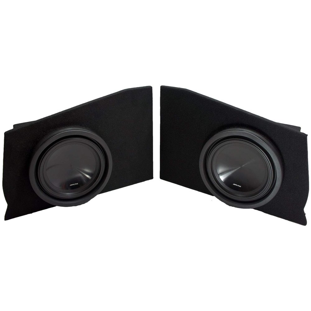 2010-2015 Chevy Camaro Coupe Rear Side Alpine SWT-10S4 Dual 10" Sub Box Enclosure - Final 2 Ohm