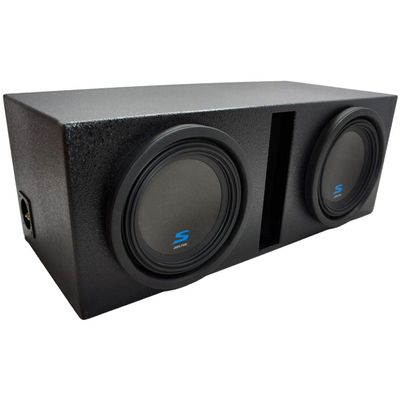 American Sound Connection Universal Car Stereo Rhino Coated Ported Dual 10" Alpine S-W10D2 Type S Car Audio Subwoofers Custom Sub Box Enclosure Package
