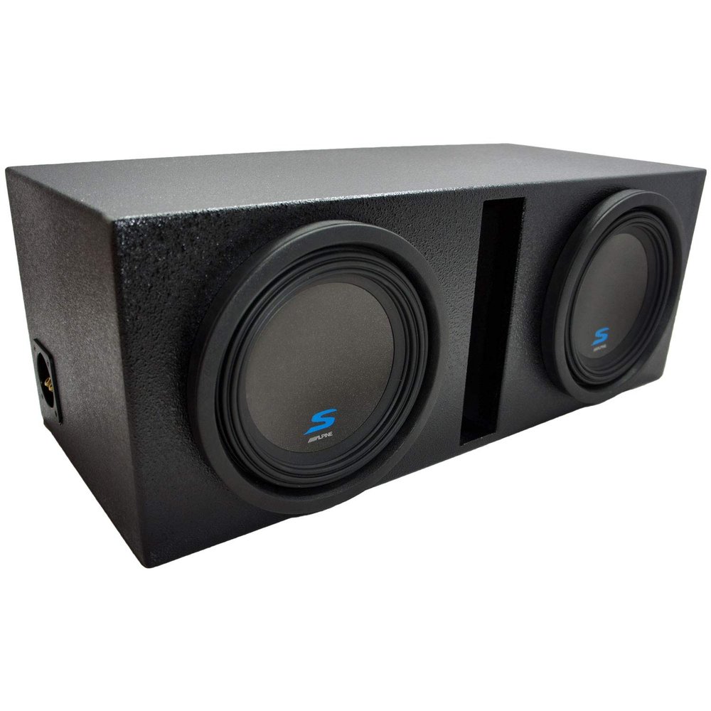 American Sound Connection Universal Car Stereo Rhino Coated Ported Dual 10" Alpine S-W10D2 Type S Car Audio Subwoofers Custom Sub Box Enclosure Package