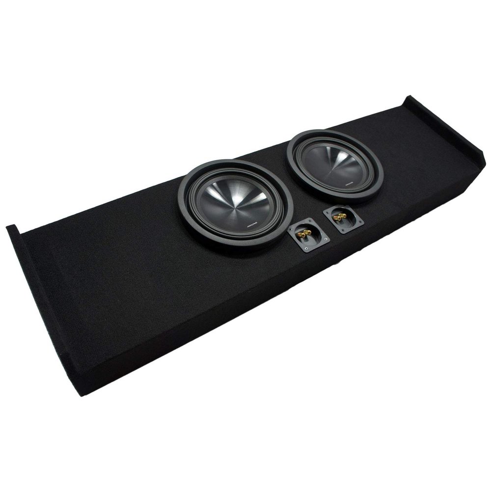 American Sound Connection ASC FORD2X10-150-CREW-09 Compatible with Ford F-150 Super Crew Truck 09-15 Dual 10" Custom Sub Box and SWT-10S4 Single 4 Ohm 700W Shallow 10" Subwoofer