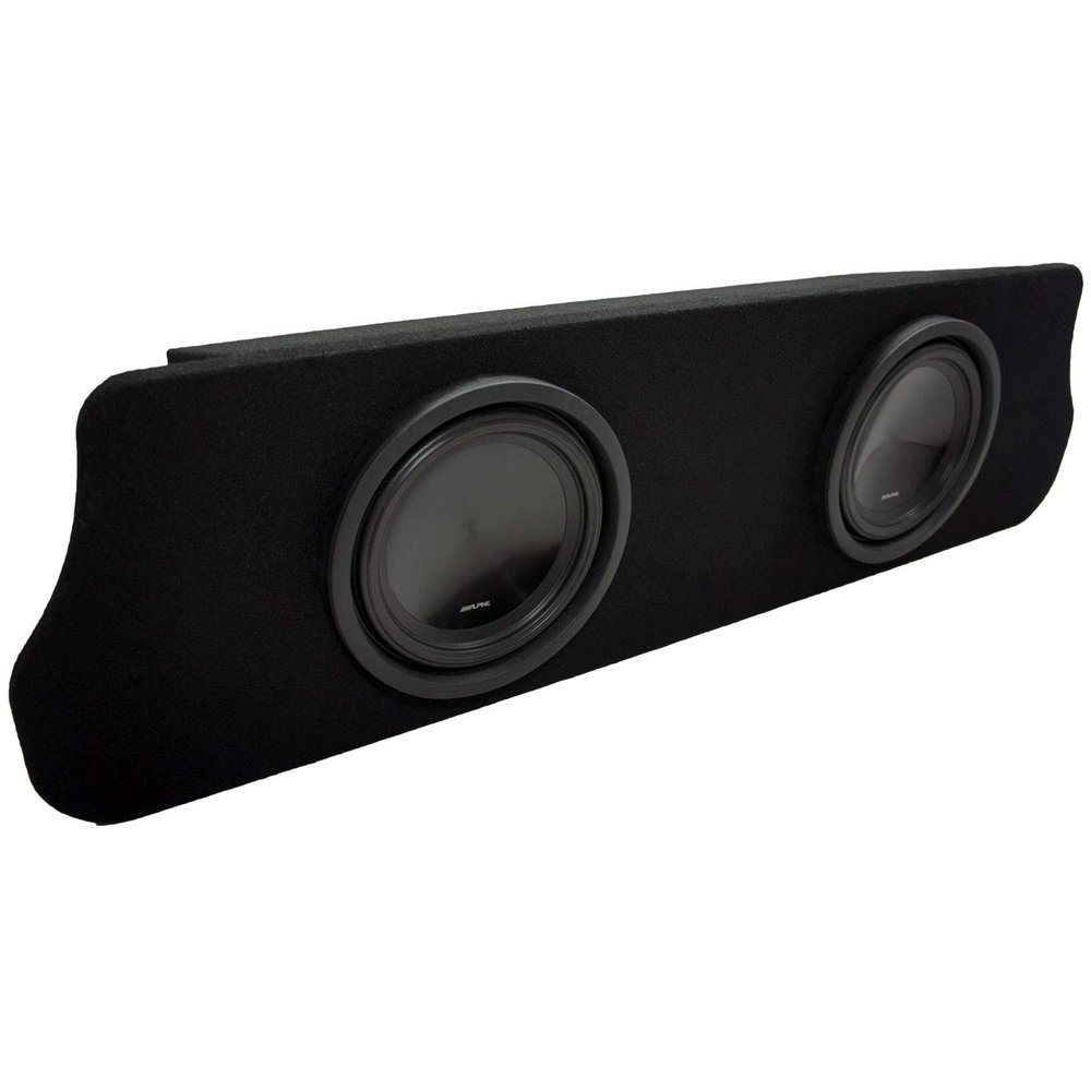 American Sound Connection Bundle with Alpine SWT-10S4 Car Audio Subwoofers Dual 10" Custom Sub Box Enclosure Compatible with Ford Mustang Coupe 1994-2004