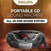 Philips Portable Boombox CD Player Bluetooth FM Radio MP3 Mega Bass Reflex Stereo Sound System with NFC, 12W, USB Input, Headphone Jack, and LCD Display view 2