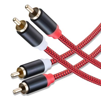 RCA Cable 40Ft,2Rca Male to 2-RCA Male Audio Stereo Subwoofer Cable [Hi-Fi Sound] Nylon-Braided Auxiliary Audio Cord for Home Theater, HDTV, Amplifiers, Hi-Fi Systems,Speakers and etc(40Ft/12M)