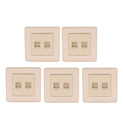 Aexit Telephone Computer 2 Port Socket Outlet Wall Plate Green Champagne Golden 5Pcs (a55de589d419faf5582f6d2ba4b14ee1)