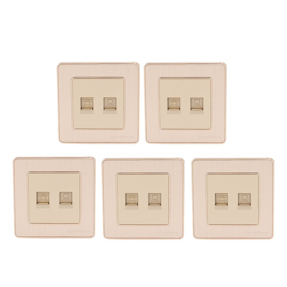 Aexit Telephone Computer 2 Port Socket Outlet Wall Plate Green Champagne Golden 5Pcs (a55de589d419faf5582f6d2ba4b14ee1)