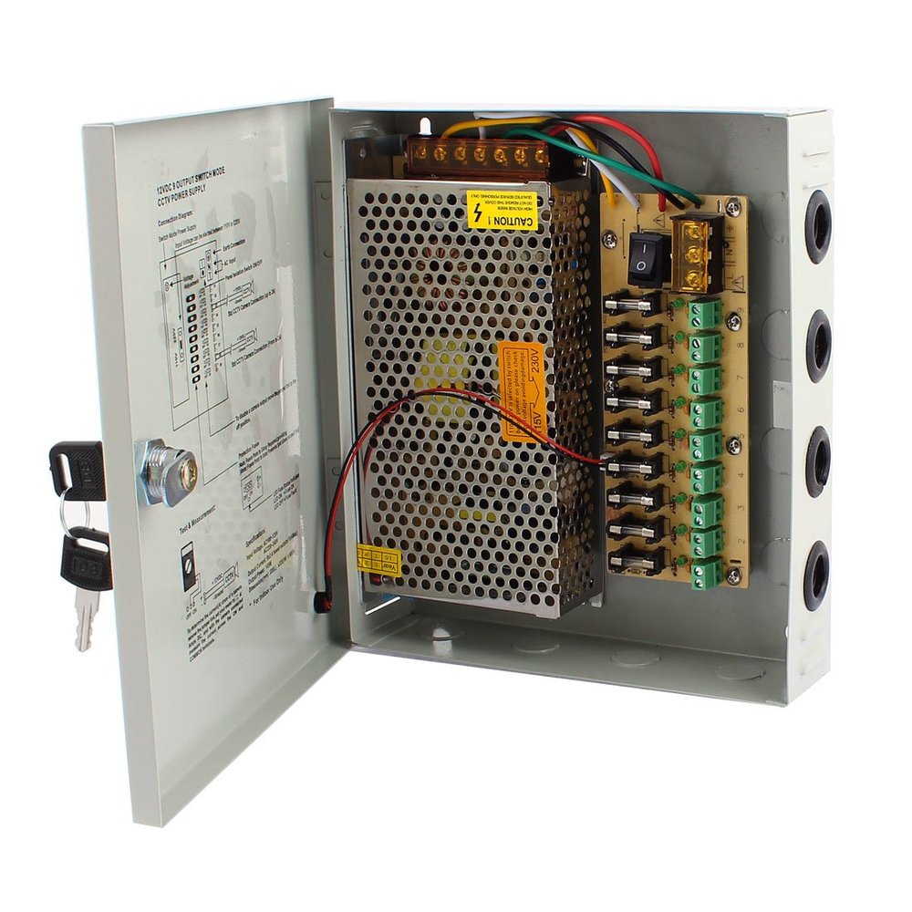 Aexit AC 100-220V to DC 12V 5A 9CH Switching Power Supply Switch Box for CCTV Camera (1c981b17751bdb6f535687558140d63e)