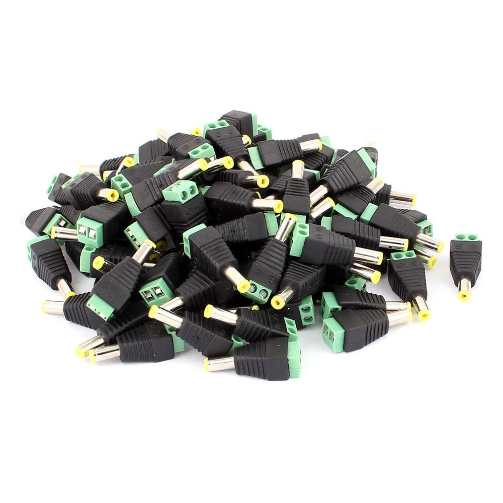 Aexit 100Pcs 2.1 x 5.5mm DC Power Male Jack Adapter Connector for CCTV Camera (286f95342765aed51c664c23713d6f7e)