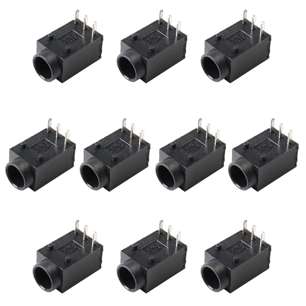 Fielect 15Pcs 3.5mmx1.3mm DC Power Jack Plug 3 Pin Female Socket Connector, DC-003A