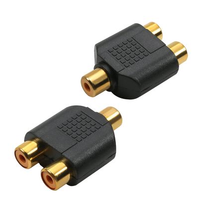 Fielect RCA Female to 2 RCA Female Connector Stereo Audio Video Cable Adapter Splitter Black 8Pcs