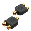 Fielect RCA Female to 2 RCA Female Connector Stereo Audio Video Cable Adapter Splitter Black 8Pcs view 1