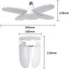 Folding LED Garage Lights Ceiling Light 80W Daylight 8000LM LED Bulbs CRI 80 Shop Light Working Basement Light with 4 Adjustable Panels Trilight Fixtures E26 E27 for Workshop Barn Ware (Warm White) view 3