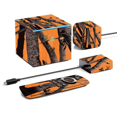 MightySkins Skin for Amazon Fire TV Cube (2020) - Orange Camo | Protective, Durable, and Unique Vinyl Decal wrap Cover | Easy to Apply, Remove, and Change Styles | Made in The USA