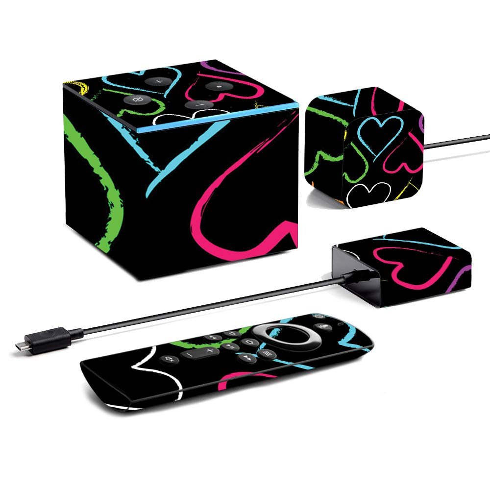MightySkins Skin for Amazon Fire TV Cube (2020) - Hearts | Protective, Durable, and Unique Vinyl Decal wrap Cover | Easy to Apply, Remove, and Change Styles | Made in The USA