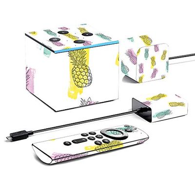 MightySkins Skin for Amazon Fire TV Cube (2020) - Funky Pineapples | Protective, Durable, and Unique Vinyl Decal wrap cover | Easy To Apply, Remove, and Change Styles | Made in the USA, Model Number: AMFITVCU2-Funky Pineapples