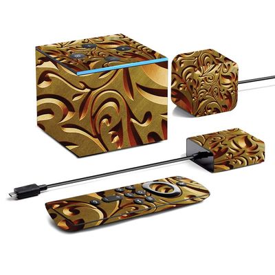 MightySkins Skin for Amazon Fire TV Cube (2020) - Mosaic Gold | Protective, Durable, and Unique Vinyl Decal wrap Cover | Easy to Apply, Remove, and Change Styles | Made in The USA