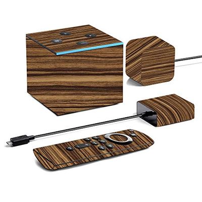 MightySkins Skin for Amazon Fire TV Cube (2020) - Dark Zebra Wood | Protective, Durable, and Unique Vinyl Decal wrap cover | Easy To Apply, Remove, and Change Styles | Made in the USA, Model: AMFITVCU2-Dark Zebra Wood