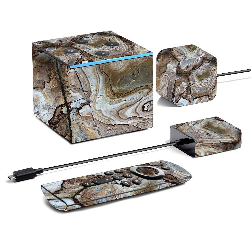 MightySkins Skin for Amazon Fire TV Cube (2020) - Brown Marble | Protective, Durable, and Unique Vinyl Decal wrap Cover | Easy to Apply, Remove, and Change Styles | Made in The USA