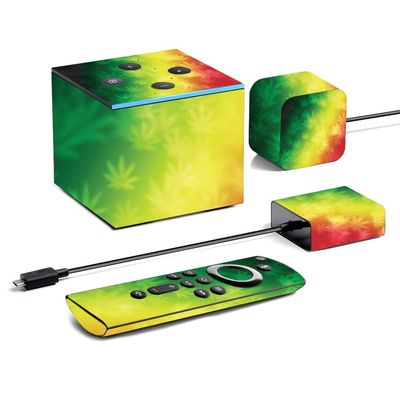 MightySkins Skin for Amazon Fire TV Cube (2020) - Rasta Rainbow | Protective, Durable, and Unique Vinyl Decal wrap Cover | Easy to Apply, Remove, and Change Styles | Made in The USA