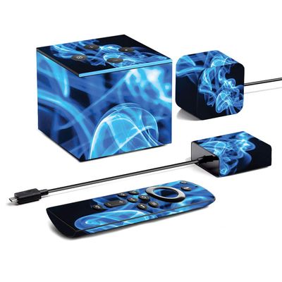 MightySkins Skin for Amazon Fire TV Cube (2020) - Blue Flames | Protective, Durable, and Unique Vinyl Decal wrap Cover | Easy to Apply, Remove, and Change Styles | Made in The USA
