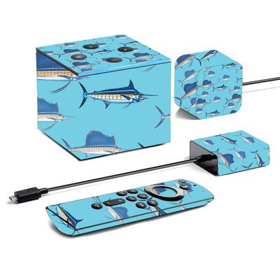 MightySkins Skin for Amazon Fire TV Cube (2020) - Billfish Stripes | Protective, Durable, and Unique Vinyl Decal wrap Cover | Easy to Apply, Remove, and Change Styles | Made in The USA