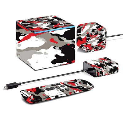 MightySkins Skin for Amazon Fire TV Cube (2020) - Red Camo | Protective, Durable, and Unique Vinyl Decal wrap Cover | Easy to Apply, Remove, and Change Styles | Made in The USA, AMFITVCU2-Red Camo