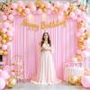 10ft x 10ft Pink Backdrop Curtain for Parties Light Pink Wrinkle Free Backdrop Drapes Panels for Baby Shower Wedding Birthday Photo Gender Reveal Photography Polyester Fabric Background Decoration view 1