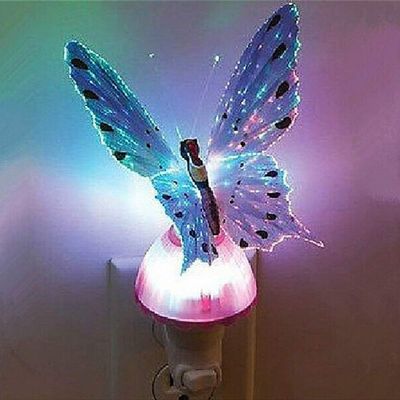 EONLYX Butterfly Night Light, Fiber Optic Butterfly Wall Lamp,Kids Plug LED Color Changing Night Light for Bedroom, Living Room,Baby Room (Purple)