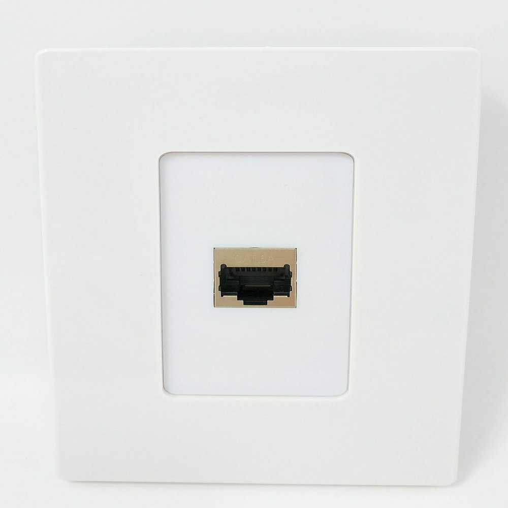 RiteAV CAT 6A 1 Port Shielded Cat6a Screwless Wall Plate 1 Gang Decorative - White