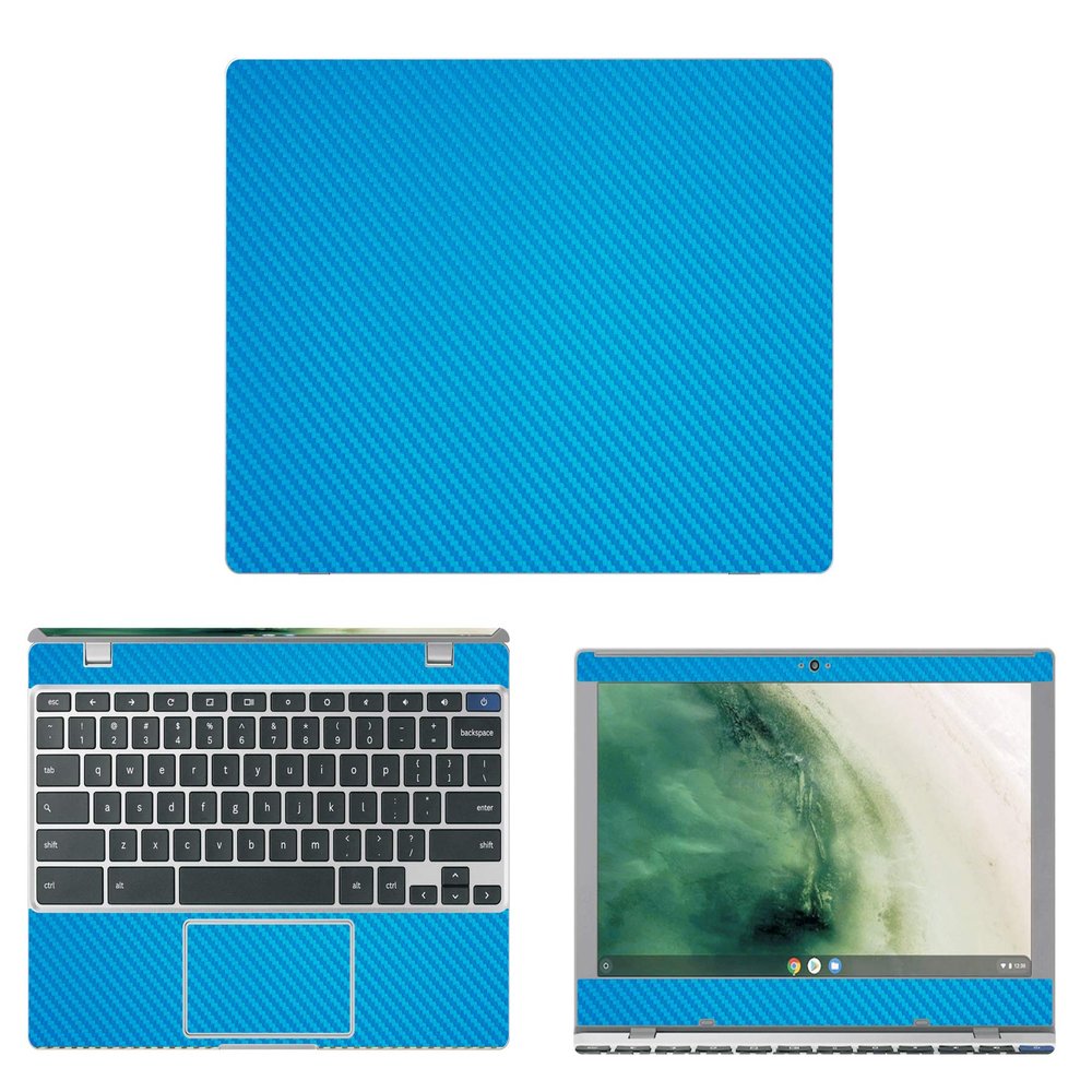 Decalrus - Protective Decal for Samsung Chromebook 4 XE310XBA (11.6" Screen) Laptop LITE Blue Carbon Fiber Skin case Cover wrap CFSAchromebook4_XE310XBALiteBlue