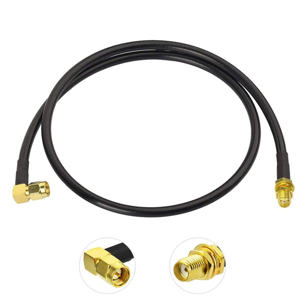 BINGFU Ham Radio Antenna Extension Relocation Cable SMA Male Right Angle to Female RG58 Coaxial Cable 1m 3 feet for BaoFeng Wouxun Icom Yaesu Vertex Standard Horizon Marine VHF Ham Radio