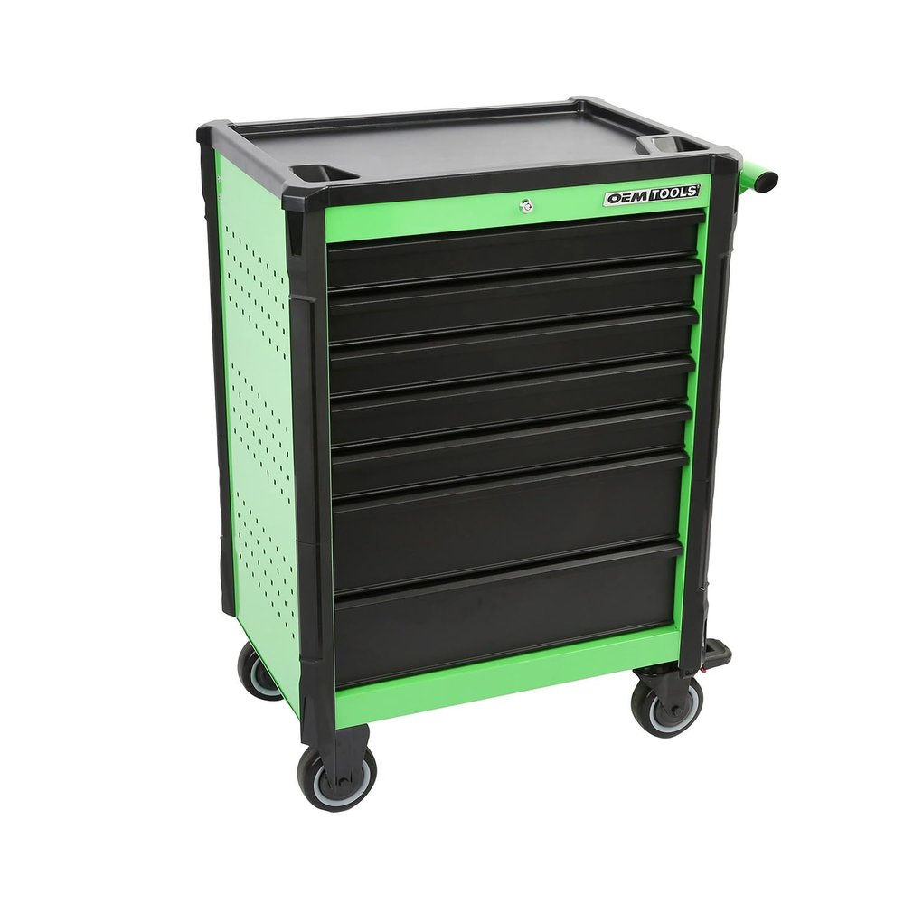 OEMTOOLS 24566 Professional 28" 7-Drawer Tool Cart, Gifts for Men, Dad Gifts, Portable Mechanics Tool Chest, Organize Tools, 8,086 Cubic Inches of Tool Storage