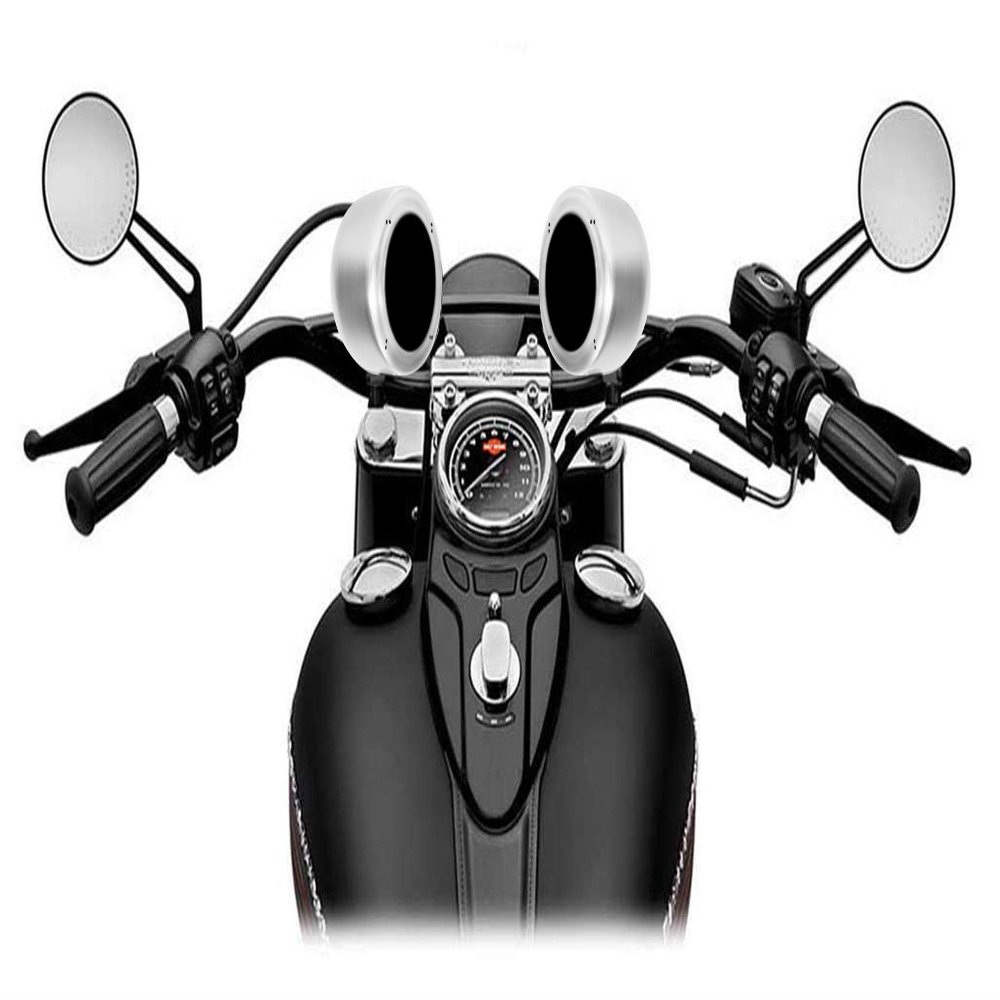 (2) RockvilIe MAC40B 4" Chrome Swivel Aluminum Motorcycle Handlebar Speaker Pods