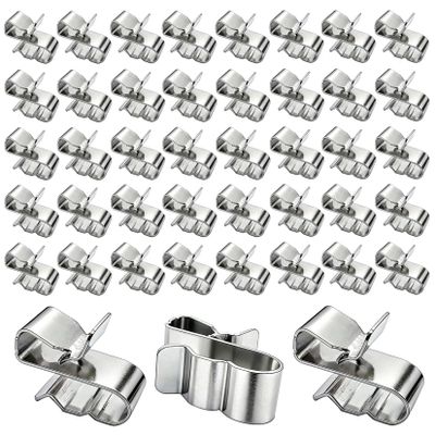 50 Pack 20mm Total Length Stainless Steel Cable Clips Stainless Steel Double-clamp Frame Wire Clips