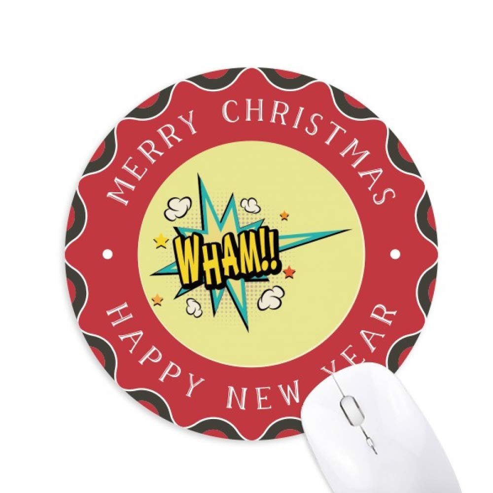 Boom Gas Clouds Mouse Pad Merry Christmas Round Rubber