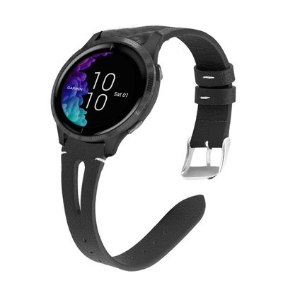 200Pcs Compatible for Garmin Venu Band, Blueshaw Slim Vintage Leather Strap Replacement for Women, Man, Wristband Accessories for Garmin Venu Smartwatch (Black)