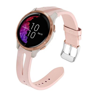200Pcs Compatible for Garmin Venu Band, Blueshaw Slim Vintage Leather Strap Replacement for Women, Man, Wristband Accessories for Garmin Venu Smartwatch (Pink)