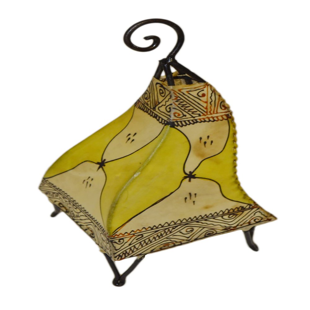 Treasures Of Morocco Henna Lamps & Sconces Moroccan Hand Made Leather lamp Henna Tattoo African Yellow Beige