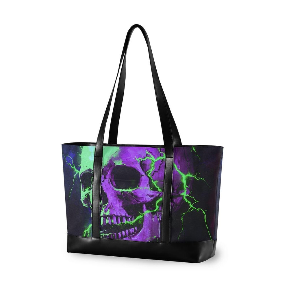 ALAZA Sugar Skulls Laptop Tote Bag,Fits 15.6 Inch Laptop,Womens Lightweight Canvas Leather Tote Bag Shoulder Bag