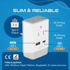 Ceptics US to India Plug Adapter, Type D Plug Adapter QC 3.0 & PD, Safe Dual USB & USB-C 18W, Fast Charging - Powerful 2 USA Sockets - Use in Pakistan Nepal Sri Lanka - AP-10 view 2