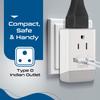 Ceptics US to India Plug Adapter, Type D Plug Adapter QC 3.0 & PD, Safe Dual USB & USB-C 18W, Fast Charging - Powerful 2 USA Sockets - Use in Pakistan Nepal Sri Lanka - AP-10 view 3