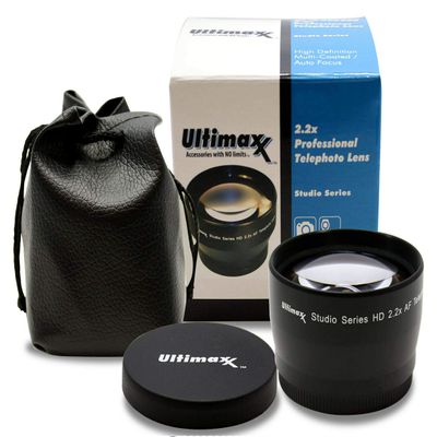 2X Telephoto Zoom Anti-Reflection Lens for High Definition Video Recording Attaches to Any Canon Nikon Panasonic Sony DSLR Camcorder Lens (62mm)