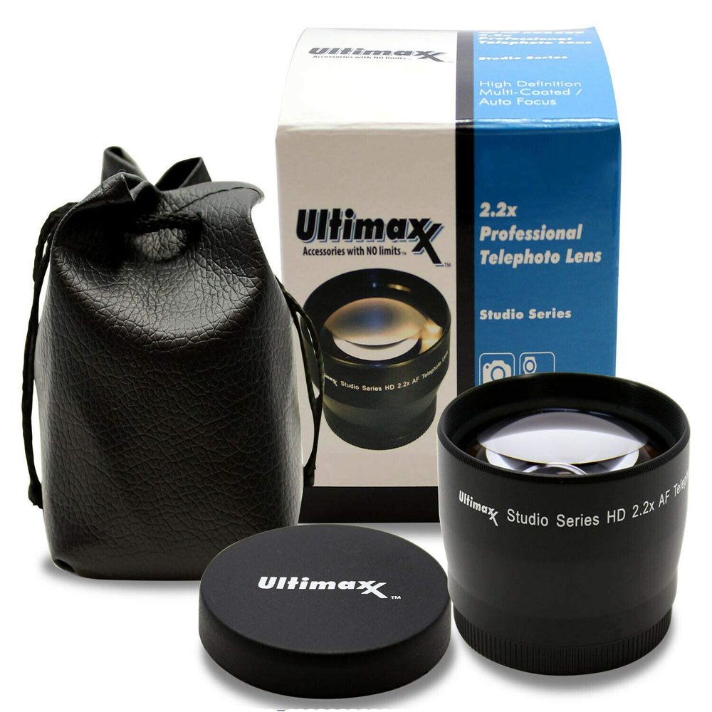 2X Telephoto Zoom Anti-Reflection Lens for High Definition Video Recording Attaches to Any Canon Nikon Panasonic Sony DSLR Camcorder Lens (62mm)