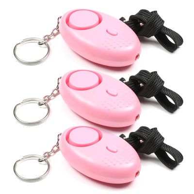 Othmro 3Pcs 120DB Personal Security Alarm Keychains Safe Sound Personal Alarms with LED Lights Emergency Safety Alarm Keychains for Women Men Children Elderly Bags Backpacks Suitcases Pink