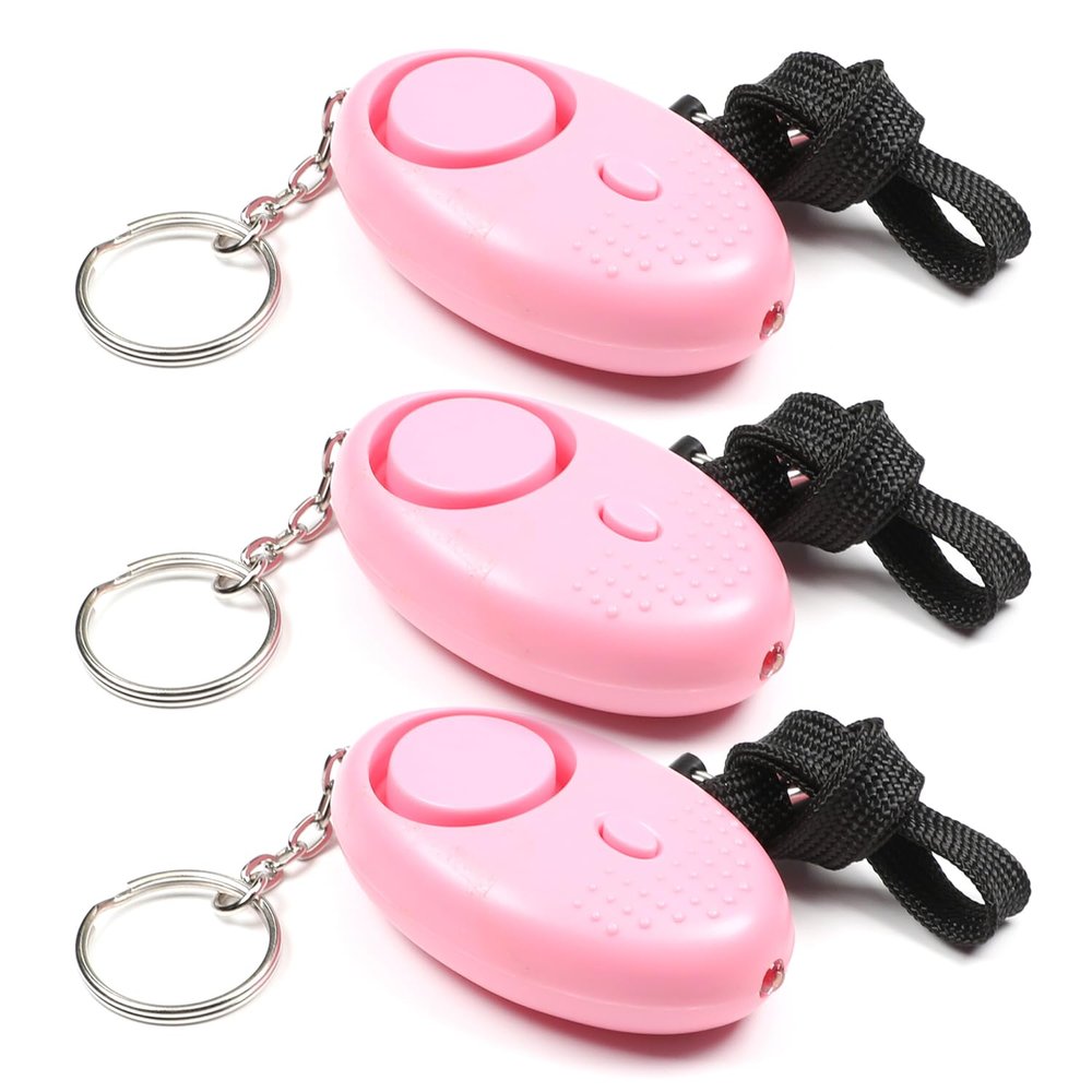 Othmro 3Pcs 120DB Personal Security Alarm Keychains Safe Sound Personal Alarms with LED Lights Emergency Safety Alarm Keychains for Women Men Children Elderly Bags Backpacks Suitcases Pink