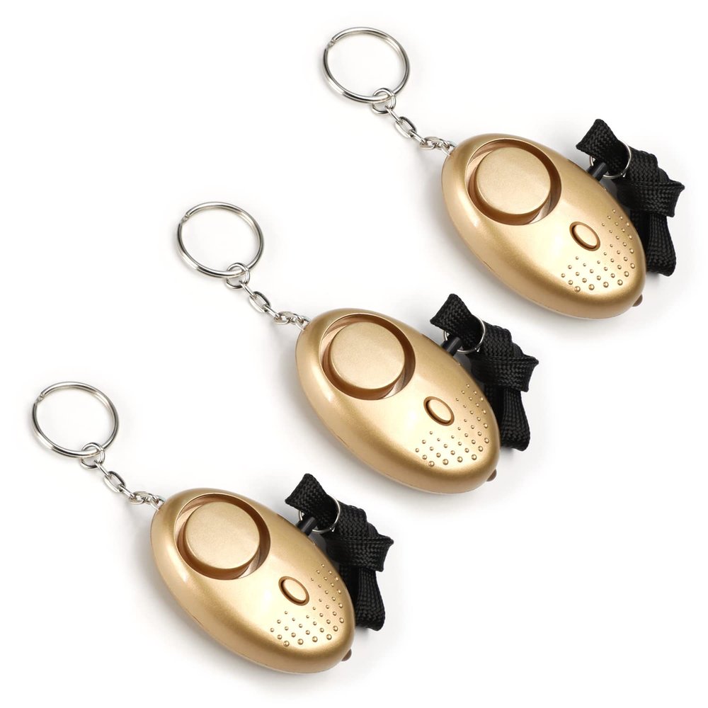 Othmro 3 Pack 120DB Personal Alarm with LED Lights, Emergency Safety Alarm for Women, Men, Children, Elderly Gold